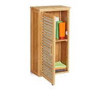Relaxdays Armoire Suspendue de Salle de Bain, Bambou, 2 Compartiments, étages réglables, 66 x 35 x 20 cm, Naturelle