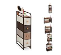 relaxdays Armoires avec tiroirs, 4 à 7 Compartiments, Support, Pliable, Chambre, Commode Nuit, 84,5 x 20 x 49,5 cm Brun, Acier, Polyester, MDF, E