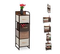 relaxdays Armoires avec tiroirs, 4 à 7 Compartiments, Support, Pliable, Chambre, Commode Nuit, 99,5 x 31 x 31,5 cm Brun, Acier, Polyester, MDF, F