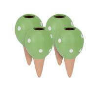 Relaxdays Arrosage en Terre Cuite, Lot de 4, Volume : 100 ML chacun, pour Plantes d'intérieur & jardinières, Vert/Marron