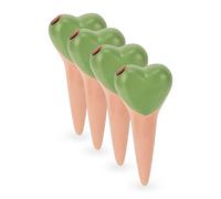 Relaxdays Arrosage en Terre Cuite, Lot de 4, Volume : 70 ML chacun, pour l’intérieur et l’extérieur, Marron/Vert