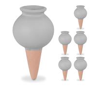 Relaxdays Arrosage en Terre Cuite, Lot de 6, pour intérieur (Chambre) ou extérieur (Balcon), Marron et Gris