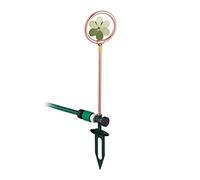 Relaxdays Arroseur de Jardin avec Fleur, 3/4", avec Piquet, Tourniquet décoratif, Jeu d’Eau Gazon, métal, cuivré & Vert