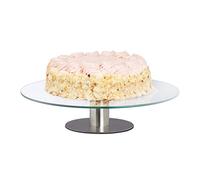 Relaxdays Assiette à gâteau rotative, base, assiette à gâteau pour décoration, plaque tournante à gâteau, diamètre 30 cm, transparente, 1 pièce