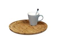 Relaxdays Assiette tournante en bambou plateau de fromage en bois rond diamètre 33 cm plat de service apéritif charcuterie raclette fruits gâteaux tasses repas décoration, nature