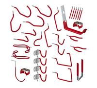 Relaxdays Assortiment de Crochets muraux, Lot de 32 pièces, Support pour Outils de Garage, Outils de Jardin, Rouge