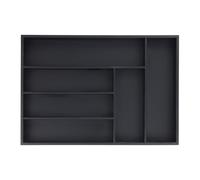 Relaxdays Bac à couverts, 6 compartiments, H x L x P : 5 x 43 x 30,5 cm, organiseur tiroirs, range-couverts bambou, noir