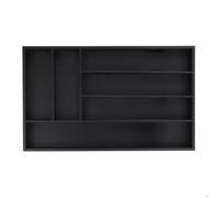Relaxdays Bac à couverts, 6 compartiments, H x L x P : 5 x 46 x 28 cm, organiseur tiroirs, range-couverts bambou, noir