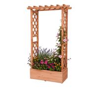 Relaxdays, jardinière avec treillis et toit, dimensions : 152 x 78 x 36 cm, bac à fleurs avec support grimpant, pour balcon et jardin, en bois, couleur orange