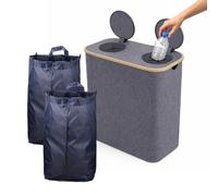 Relaxdays Bac de Collecte pour Bouteilles, 140 L, jusqu'à 60 Bouteilles, 2 Sacs, collecteur Gris pour Verre et Plastique