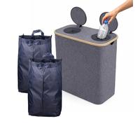 Relaxdays Bac de Collecte pour Bouteilles, 140 L, jusqu'à 60 Bouteilles, 2 Sacs, collecteur Gris pour Verre et Plastique