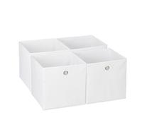 Relaxdays Bacs de rangement Lot de 4, corbeilles pliables 30 x 30 x 30 cm, blanc, trou pratique