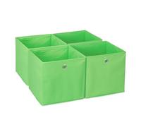 Relaxdays Bac de rangement, lot 4, corbeille pliable, trou pratique, vert | H x L x P : 30 x 30 x 30 cm, pour étagère