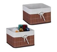 Relaxdays Bac de Rangement, lot Pratique de 2, Doublure, poignée, H x L x P : 20 x 31 x 31 cm, Marron et Blanc
