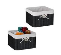 Relaxdays Bac de Rangement, lot Pratique de 2, Doublure, poignée, H x L x P : 20 x 31 x 31 cm, Noir et Blanc