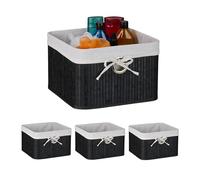 Relaxdays Bac de Rangement, lot Pratique de 4, Doublure, poignée, H x L x P : 20 x 31 x 31 cm, Noir et Blanc