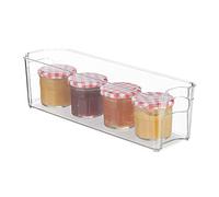 Relaxdays Bac de Rangement, Organiseur de Cuisine étroit avec poignées, pour Aliments, 10 x 11 x 37,5 cm, Transparent