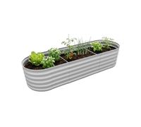 Relaxdays bac Potager surélevé en métal galvanisé Demi-Lune pour Fleurs, Plantes et légumes, 45x200x60 cm, Gris Clair