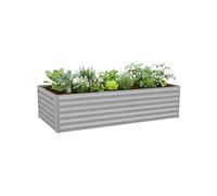 Relaxdays Bac Potager surélevé, métal galvanisé, 57 x 240 x 90 cm, Gris Clair, pour Fleurs, Plantes & légumes