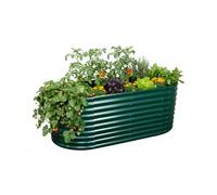 Relaxdays Bac Potager surélevé, métal galvanisé, 80 x 160 x 80 cm, Demi-Lune, Vert, pour Fleurs, légumes & Herbes