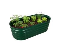 Relaxdays Bac Potager surélevé, métal galvanisé, Fleurs, Plantes et légumes, H x L x P : 45 x 150 x 60 cm, Ovale, Vert