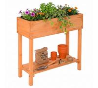 Relaxdays Bac surélevé, 80x80x30 cm, Bois de Sapin, Doublure en Vlies, Orange, Jardin, Balcon & Terrasse