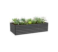 Relaxdays bac surélevé en Acier galvanisé pour Fleurs, Plantes et légumes, H x L x P: 57 x 240 x 90 cm, Anthracite