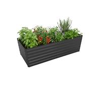 Relaxdays Bac surélevé en métal galvanisé, Fleurs, Plantes & légumes, 57x100x100 cm, Anthracite