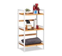 Relaxdays Bain, cosmétique, et ustensiles, Etagère de Bambou,différentes Tailles, Blanc/Naturel, MDF, Nature, 80 x 45 x 31,5 cm