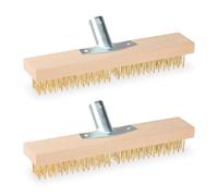 Relaxdays Balais métalliques, Lot de 2, Retirer Mousse & saleté, brosses de Rechange, Jardin & terrasse, Nature - doré