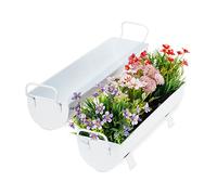 Relaxdays Balconnière gouttière Pot de Fleurs métal jardinière Zinc Jardin bac à Fleurs déco Set de 2, Blanc