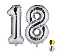 Relaxdays Ballons chiffre numéro 18 gonflables anniversaire décoration géant mariage fête 85-100 cm, argent