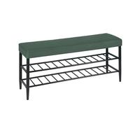 Relaxdays Banc à Chaussures, Assise rembourrée en Simili Cuir, 2 étagères, pour 8 Paires, H x L x P 50x100x30 cm, Vert