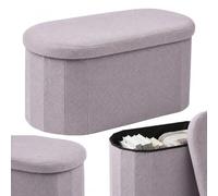 Relaxdays Banc Coffre, Tissu Teddy bouclé, Rangement, Couloir, Gris Clair | chambre, H x L x P : 38 x 76 x 38 cm
