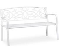 Relaxdays Banc de Jardin, nostalgique, 2 Places, résistant aux intempéries, Fonte et Acier, HLP: 78x124,5x58 cm, Blanc