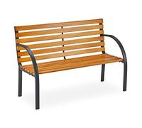 Relaxdays Banc de jardin bois avec cadre en acier