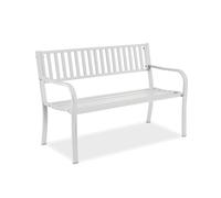 Relaxdays Banc de Jardin, 2 Places, H x L x P : 82 x 127,5 x 59,5 cm, Acier, Banc Jardin, terrasse, Balcon, Banc, Blanc