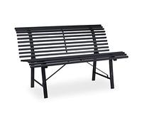 Relaxdays Banc de jardin 2 places – acier anthracite 79 x 130 x 75 cm, résistant aux intempéries