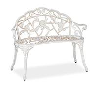 Relaxdays Banc de jardin roses blanc-bronze
