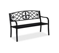 Relaxdays Banc de jardin avec motif Fleur de Lys