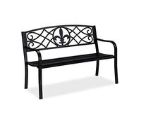 Relaxdays Banc de jardin avec motif Fleur de Lys