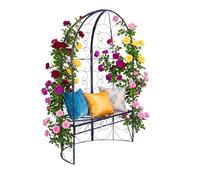 Relaxdays Banc de Jardin, pavillon Treillis 2 Places, Noir | charge max 240 kg, HxLxP 178×120×58 cm, arche pour rosiers