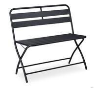Relaxdays Banc de jardin, pliable, résistant aux intempéries, 2 sièges, pour balcon, en acier, HxlxP 83,5x90x49 cm, gris