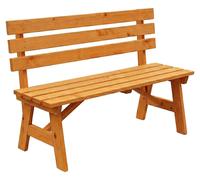 Relaxdays, banc de jardin pour 2 personnes, idéal pour terrasse ou balcon, avec dossier, en bois de pin, dimensions : 80 x 116 x 56 cm, banc de siège, couleur orange