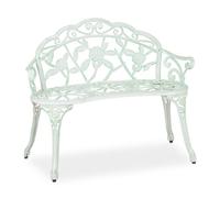 Relaxdays Banc De Jardin Roses 2 Sièges Banquette De Jardin Blanc Vert Banc Décoratif Multicolore