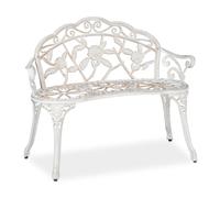 Relaxdays Banc de jardin roses blanc-bronze