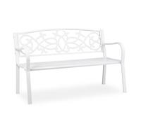 Relaxdays Banc de jardin vintage en blanc