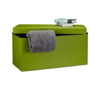 Relaxdays Banc de rangement pratique en simili cuir, 2 places, capacité de charge 300 kg, HLP : 38 x 76 x 38 cm, vert