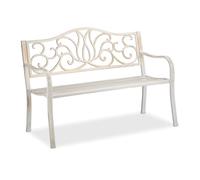 Relaxdays Banc de jardin style antique 2 personnes acier/fonte L90xP127,5xH63 cm blanc-bronze