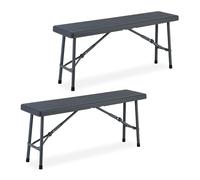 Relaxdays Banc pliable aspect bois lot de 2
